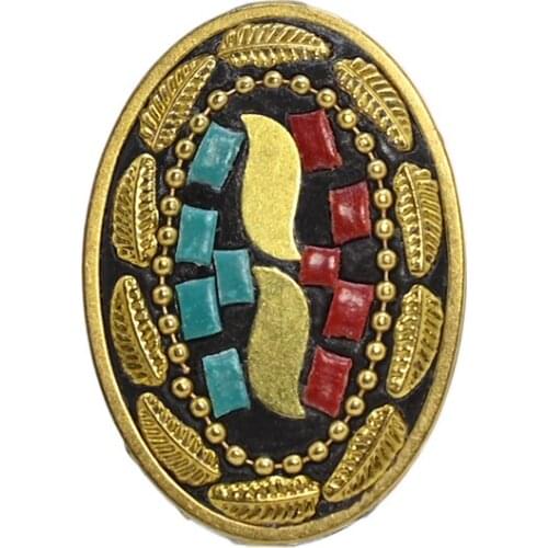 TZ-C04 Oval Retro Nepal Beads Handmade Red Coral Tibetan Bead Antique Golden For Jewelry Components Making DIY Bracelets