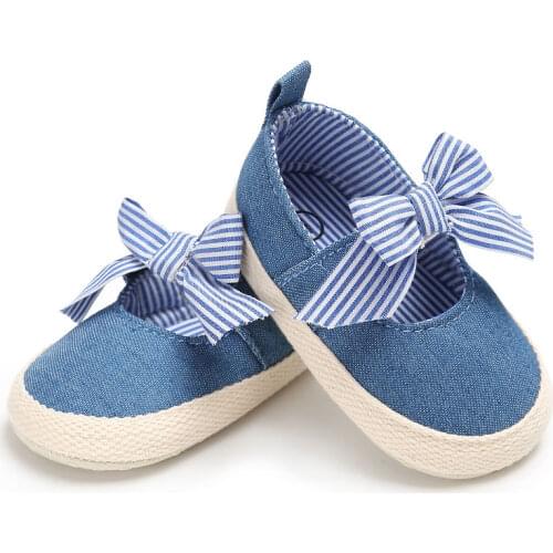 WONBO Baby Girls Princess Shoes Infant Toddler Crib Bebe Kids First Walkers Mary Jane Striped Big Bow Soft Soled Anti-Slip Dress