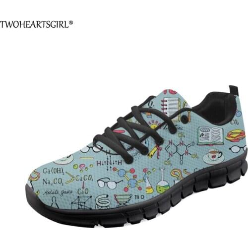 Twoheartsgirl Personlized Chemist Pattern Flats Lace Up Sneakers for Women Soft Lightweight Women Mesh Shoes Breathable Flats