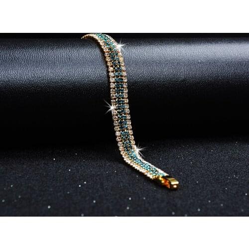 Fashion Women Bracelet Full Crystal Cubic Zirconia Gold Color Cuff Bracelets Bangles Wristband Women Wedding Bridal Jewelry