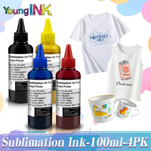 1 Set Young Ink 5Color x 100ML Inkjet Sublimation Ink Universal For Epson Desktop Printers Heat Transfer Ink Mug Cup T-Shirt
