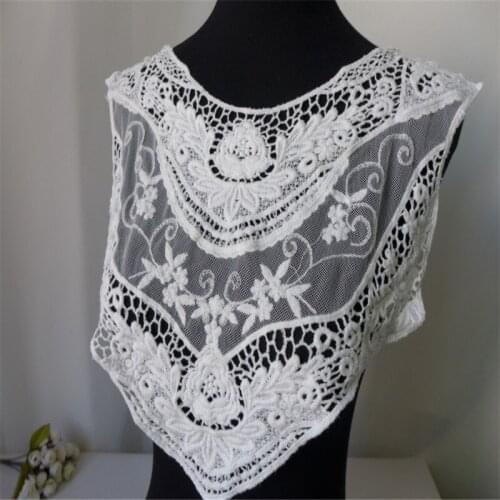 1 Piece Ivory White/Beige New Design Cotton Lace Collar Flower Sewing Trims Wedding Decoration 34*33cm Lace Applique Dress DIY