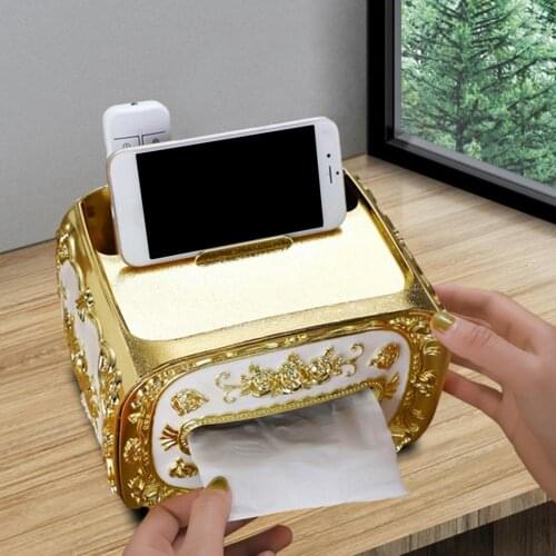 1PCS European Style Tissue Box Universal Luxury Anti-Dust Paper Rack Plastic Embossed Design Napkin Box Home Decor