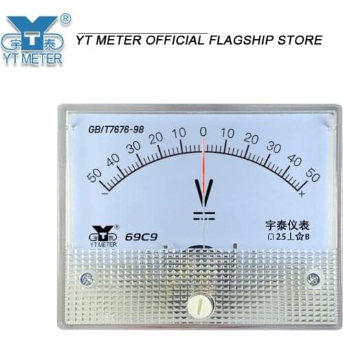 69c9 positive and negative voltmeter ± 5V 10V 20V 30V 50V bidirectional mounted instrument DC pointer instrument 64 * 80mm size