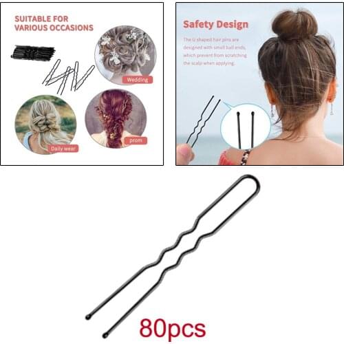 80 Pieces U Shaped Hair Pins Hair Pins Bun Hair Pins,Wedding Bridal Black Hair Pins(6cm/2.4Inches) (Black)