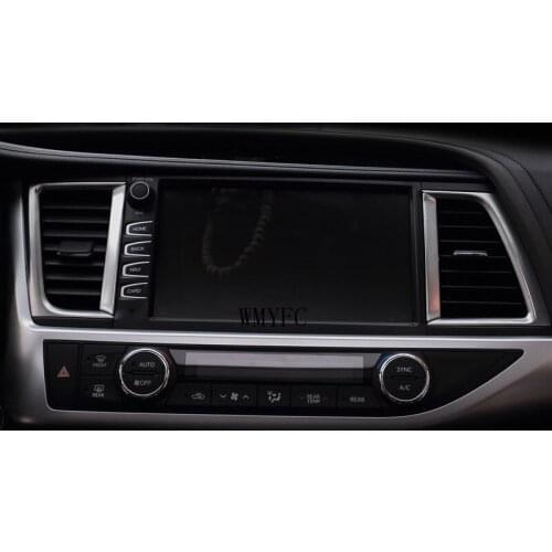 ABS Carbon fibre middle air conditioner outlet strip Frame Panel Cover Trim Car Styling For Toyota Highlander Kluger 2014-2019