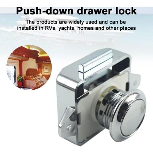 Car Push Lock Keyless Button RV Caravan Boat Motor Home Cabinet Drawer Latch Button Locks For Furniture Hardware
