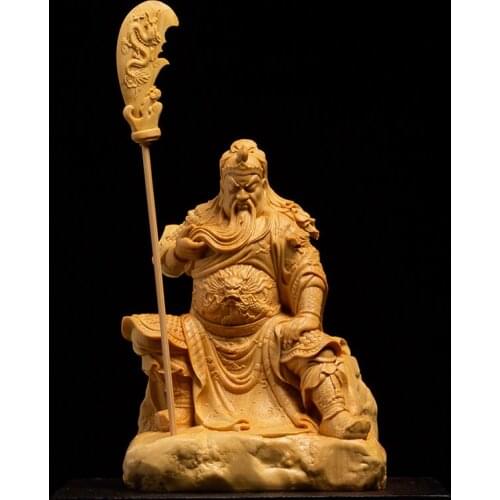 Boxwood 7cm 10cm Guanyu Sculpture Historical Figure Collection The Three Kingdoms Guangong Home Decor