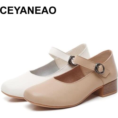 CEYANEAONew Ladies Casual Shoes Art Shoes Retro Shallow Mouth Shoes Women Pure Genuine Leather Manual Shoes Zapatillas Mujer