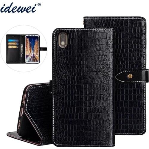 IDEWEI For BQ 5209L Case Cover Luxury Leather Flip Case For BQ Mobile BQ 5209L Strike LTE Protective Phone Case Crocodile Grain