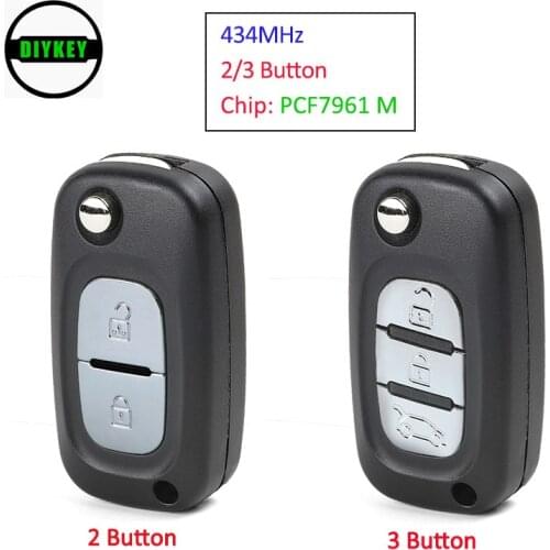 DIYKEY Remote Key 2 / 3 Button Fob 434MHz PCF7961M for Renault Symbol Megane 3 Captur Kadjar 2013-2017