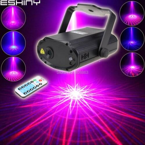ESHINY Mini Red Blue Laser 12 Patterns Projector Dance Disco Bar Family Party Xmas Stage Lights DJ Environment Light Show T24D4