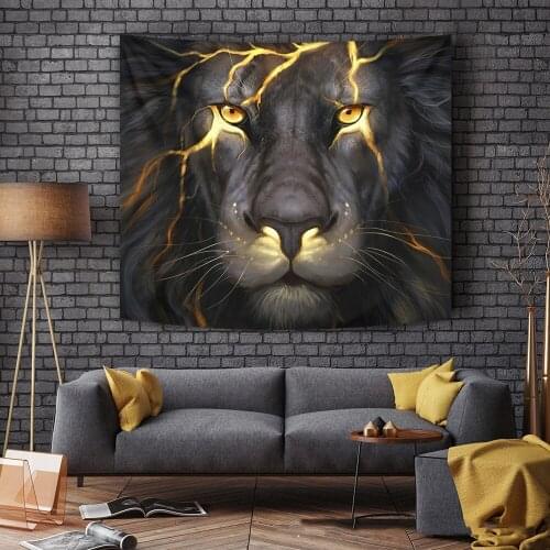 Cartoon Lion Tiger Wolf Giraffe Orangutans Tapestry Wall Hanging Polyester Animal Living Room Bedroom Background Blanket