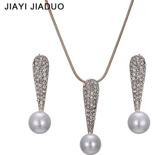 Jiayijiaduo 2017 Fashion Bridal jewelry set Gold color Necklace earrings For women gift jewelry of Wedding Party Costume
