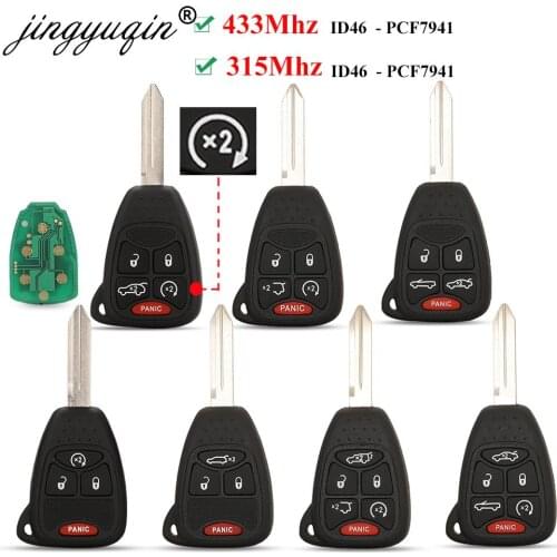 Jingyuqin 4 Buttons Remote Car key 433Mhz for Chrysler/JEEP/DODG 300 200 Sedan Aspen Sebring PCF7941A HITAG 2 ID46 chip CE0888