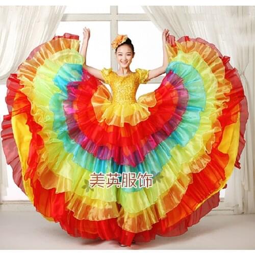 Festival Prom flamenco Costumes Female Paso Doble Wear Choral Dance Clothes Folk Dance Sequined Slim Dress