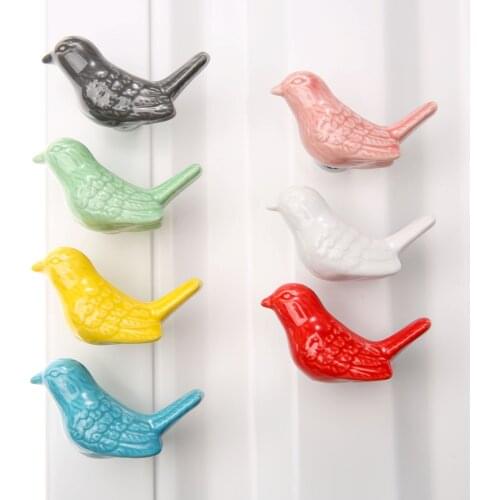 1PC Ceramic Peace Dove Drawer Knobs 3D Cartoon Bird Cabinet Cupboard Handles Novelty Creative Fashion Furniture Handles Hardware