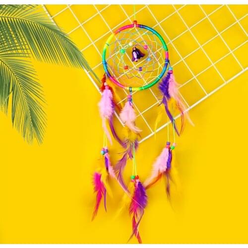 Dream Catcher Colorful Dreamcatchers Handmade Rainbow Traditional Feather Hanging Home Wall Decoration Kid Bedroom Ornament