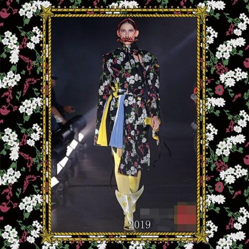 Fashion Week printed fabric shirt dress twist fabric meter brand clothing handmade DIY fabric wholesale cloth