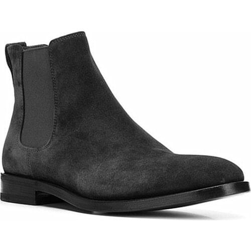 Man Suede Leather Ankle Chelsea Boots Slip On Pull On London Fashion Cowboy New Release Shoes 37-47