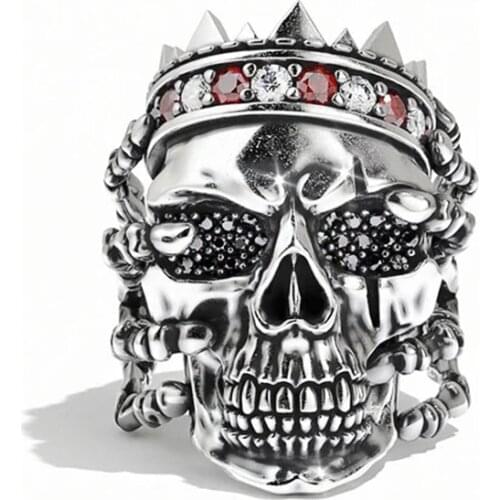 Huitan New Trendy Skull in Hand Men Rings Skeleton King 3 Colors Available Punk Male Finger Ring Dance Party Personality Jewelry
