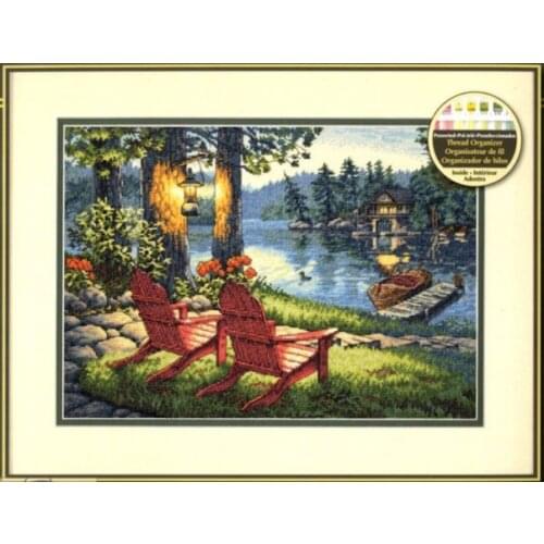 14/16/18/27/28 Gold Collection Lovely Counted Cross Stitch Kit Twilights Calm Moring Lake Chair House Villar dim 35261