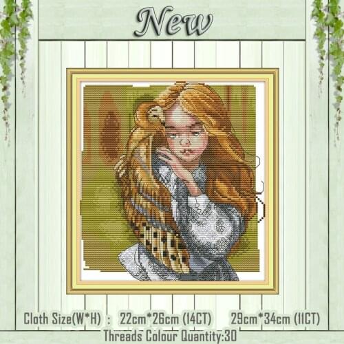 Girls and Owls cartoon diy decor painting counted print on the canvas DMC 11CT 14CT kits Cross Stitch embroidery needlework Sets