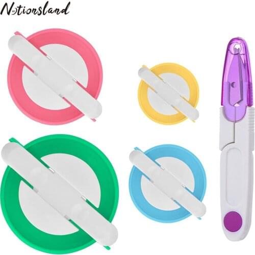 4 Sizes Pom-pom Maker Tool Set Fluff Ball Weave DIY Wool Yarn Knitting Tool with Scissors Thread Cutter Craft Supplies