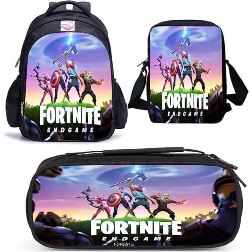 School Bags Set Student Backpack Fortnites Fortnight Backpacks Kid Cartoon Printed Rucksack Anime Bookbag Shoulder Pencil Bag