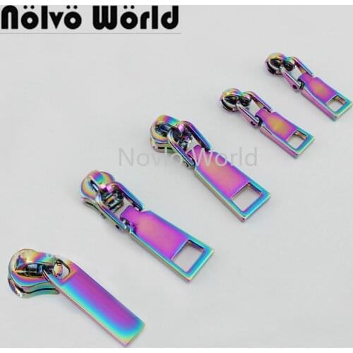 Nolvo World 5-20-100pcs rainbow metal zipper slider with pull head 5# metal teeth 5# nylon teeth3#nylon teeth for clothing bag