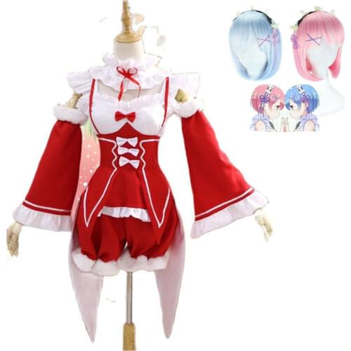 2020 New Anime Ram Rem Cosplay Costume Re:Life in a different world from zero Christmas costume Wig