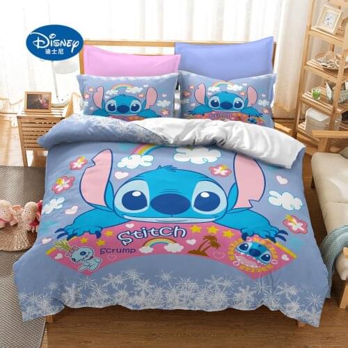 New Disney Stitch Bedding Set Home textile Cartoon Single Twin Full Queen King Size Bedclothes Childrens Boy Girl Bedroom