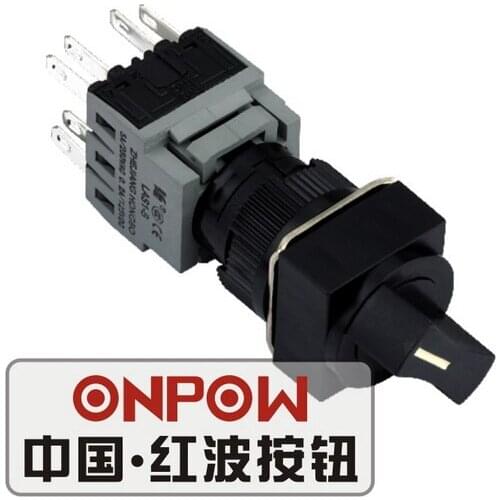 ONPOW 16mm IP40 Two/Three position Selector switch Maintain/Return Square Plastic Knob Switch (LAS1-BF-X) CE,ROHS