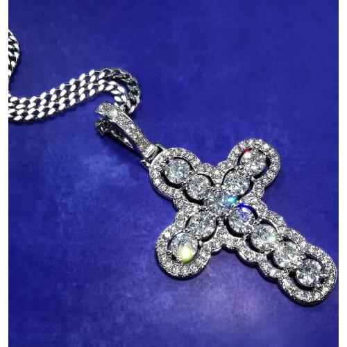 Iced Out Hollow Cross Pendant For Men Women 2 Colors Bling AAA Zircon Necklaces Fashion Hip Hop Jewelry