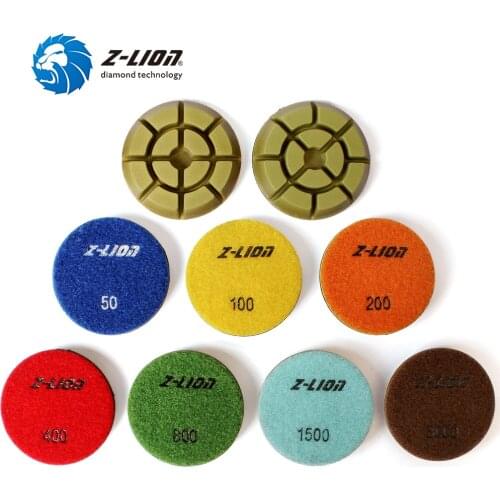 Z-LION 7pcs/Lot 3" Marble Stone Polishing Pads Resin Bond Diamond Polishing Pads Set For Marble Floor Grinding Grit 50-3000