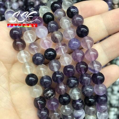 Natural Purple Fluorite Beads Colorful Fluorite Quartz Loose 4 6 8 10 12mm Pick Size Beads For Jewelry Making Bracelet DIY