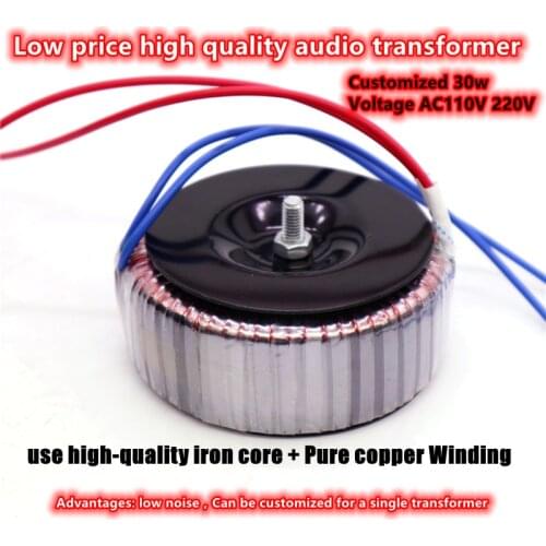 Customized 30w low noise high-quality iron core Pure copper transformer AC110V 220V DAC Preamplifier Toroidal Transformer