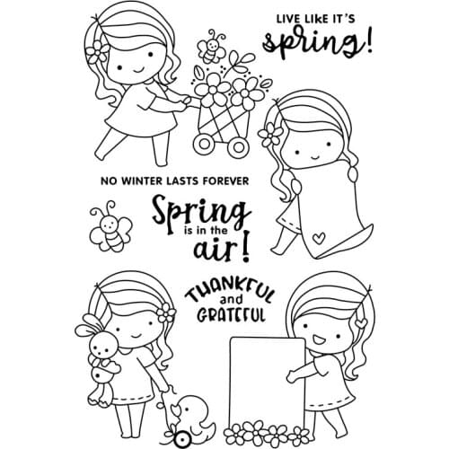 Girl and boy Transparent Clear stamps and metal cutting dies