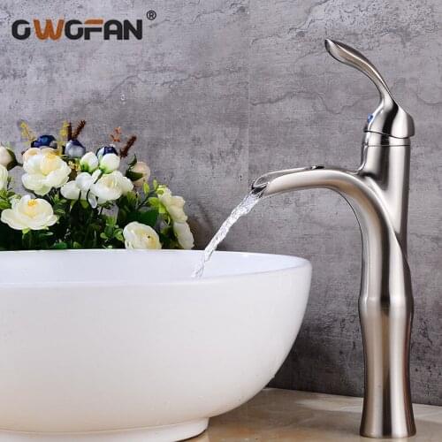 Basin Faucets Waterfall faucet for Bathroom Basin Mixer Tap Single Handle Sink Mixer Tap Deck Mounted Bathroom Torneiras S79-389