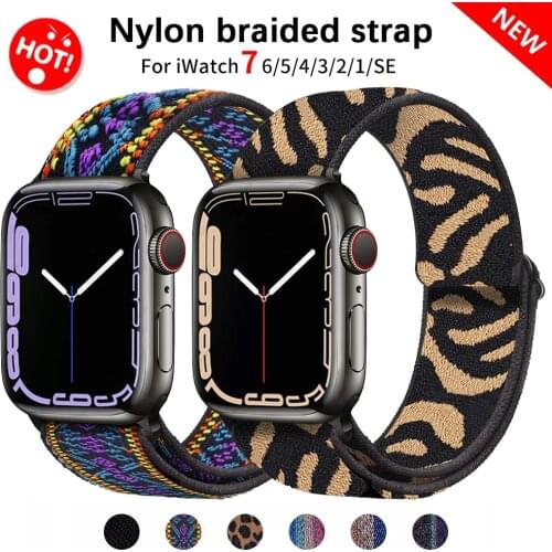 Soft and comfortable nylon Loop elastic buckle Apple watch band 38mm 42mm Series 6 SE 543 2 1 For iWatch Strap Nylon braid 44mm