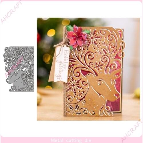 Christmas Elk Lace Metal Cutting Dies for DIY Scrapbooking Photo Album Decorative Embossing Paper Card Crafts Die 2021