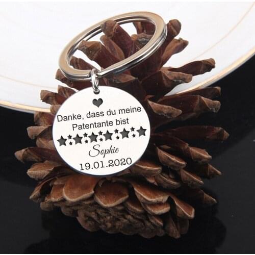 Stainless Steel Custom Godmother Name Date Personal Beautifully Carved Creative Keychain: Danke, Dass Du Meine Patentante Bist