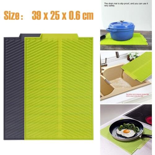 Silicone Dish Drying Mat Table Mat Placemat Kitchen Drying Mats For Dishes Heat Resistant Pad Self-Draining Non-slip Pot Holder