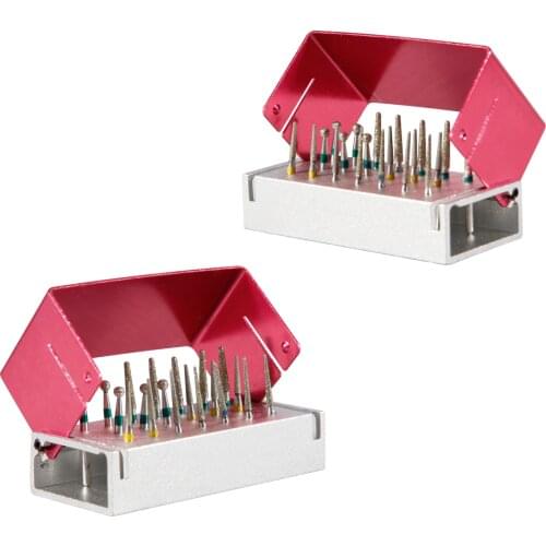 Dental Tools 20 pcs Dental Diamond Burs Drill + Disinfection Block High Speed Handpieces Holder 20 Holes Set High Quality