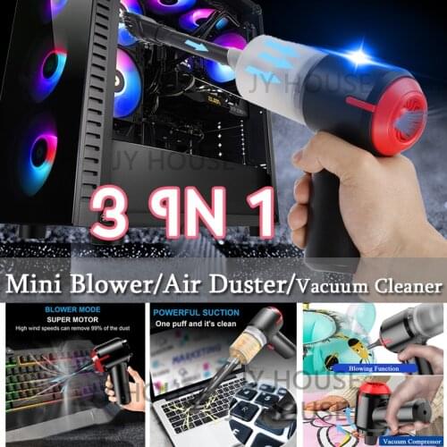 Compressed Air Can&Air Blower&Mini Vacuum 3-in1,Wireless Air Duster Cleaner,Portable Vacuum Cleaner Computer PC Keyboard Cleaner