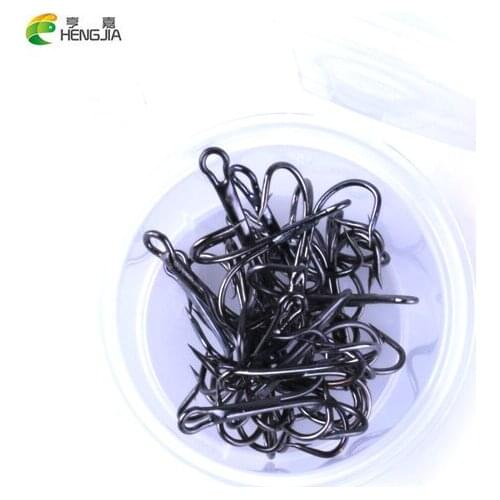20 Pcs 2# 4# 6# 8# 10# High Carbon Steel Fishing Hook Fishhooks Durable Pesca Jig Treble Hooks with Hole Carp Fishing Tackle Box