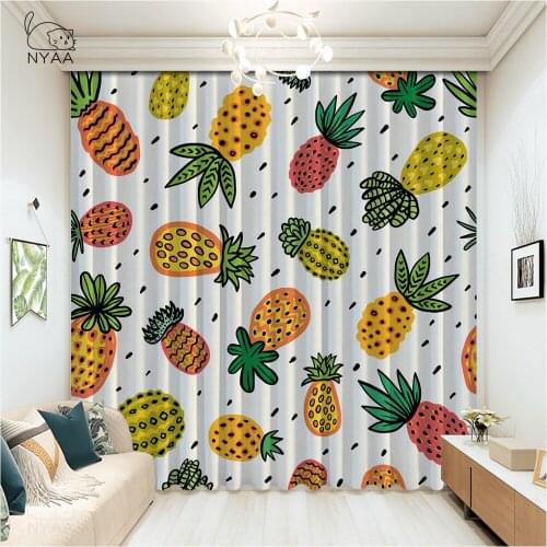 Pineapple Print Curtain Canada French Curtains To The Living Room Interior For Home Curtains For Kitchen Windows Micro Shading
