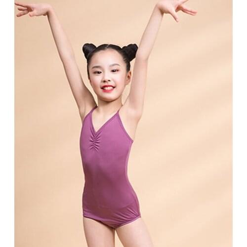 4 Colors Latin Dance Tops Suspender V Veck Leotards Girls Ballet Training Clothes Latin Dance Practice Wear For Kids DNV14360