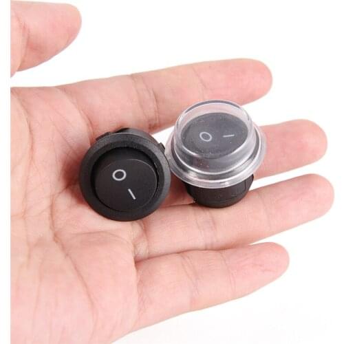1pcs Round Black 2 Pin SPST ON-OFF Rocker Boat 12V Snap + Waterproof Coat Switch