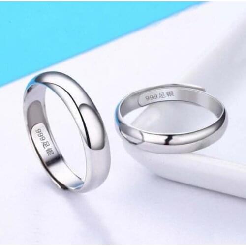 Copper Plated Silver Men Women 2PCS Adjustable Smooth Surface Open Couple Ring Lover Finger Jewelry Wholesale Free Shipping